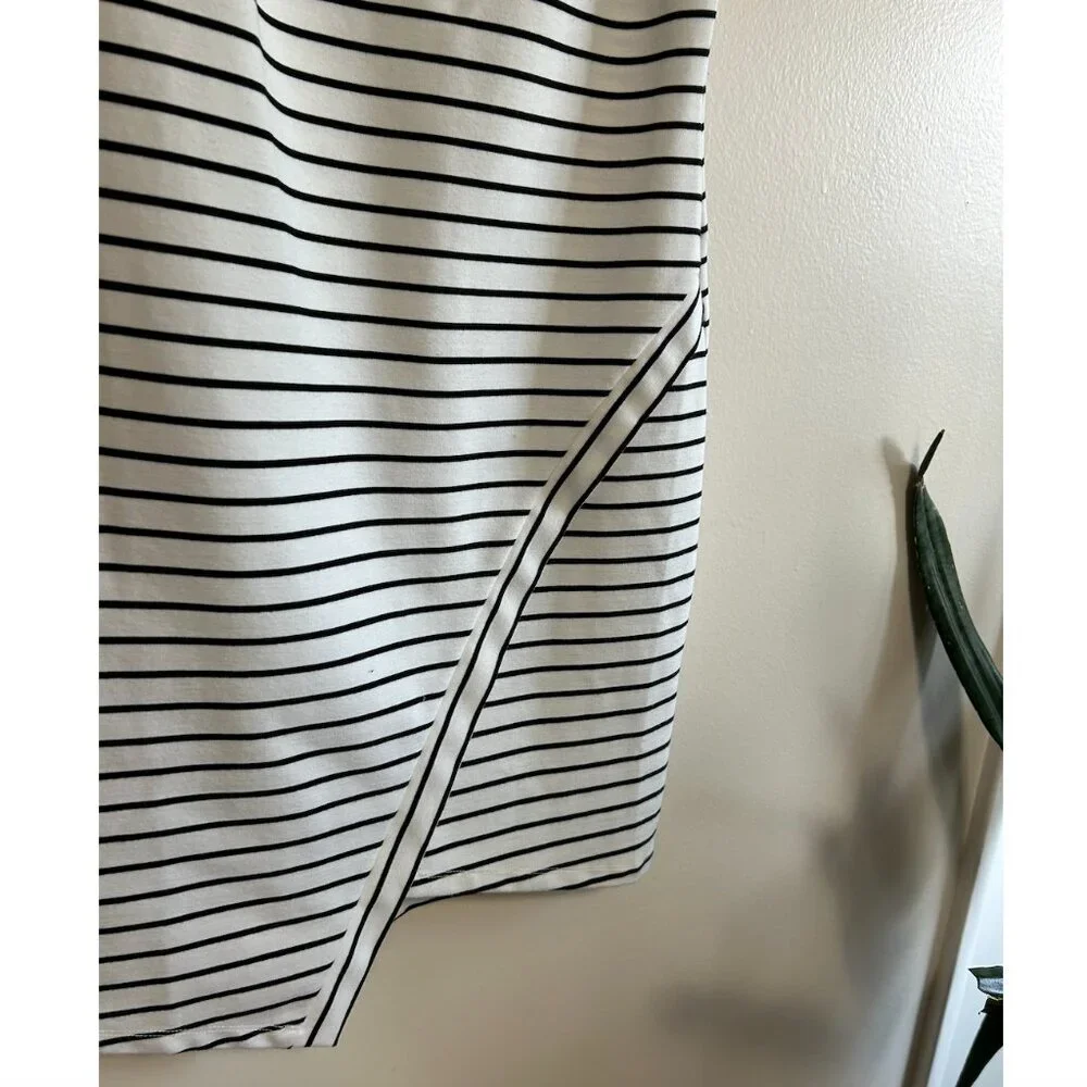 Olivia Grey Asymmetrical Striped Dress - Picture 3 of 6